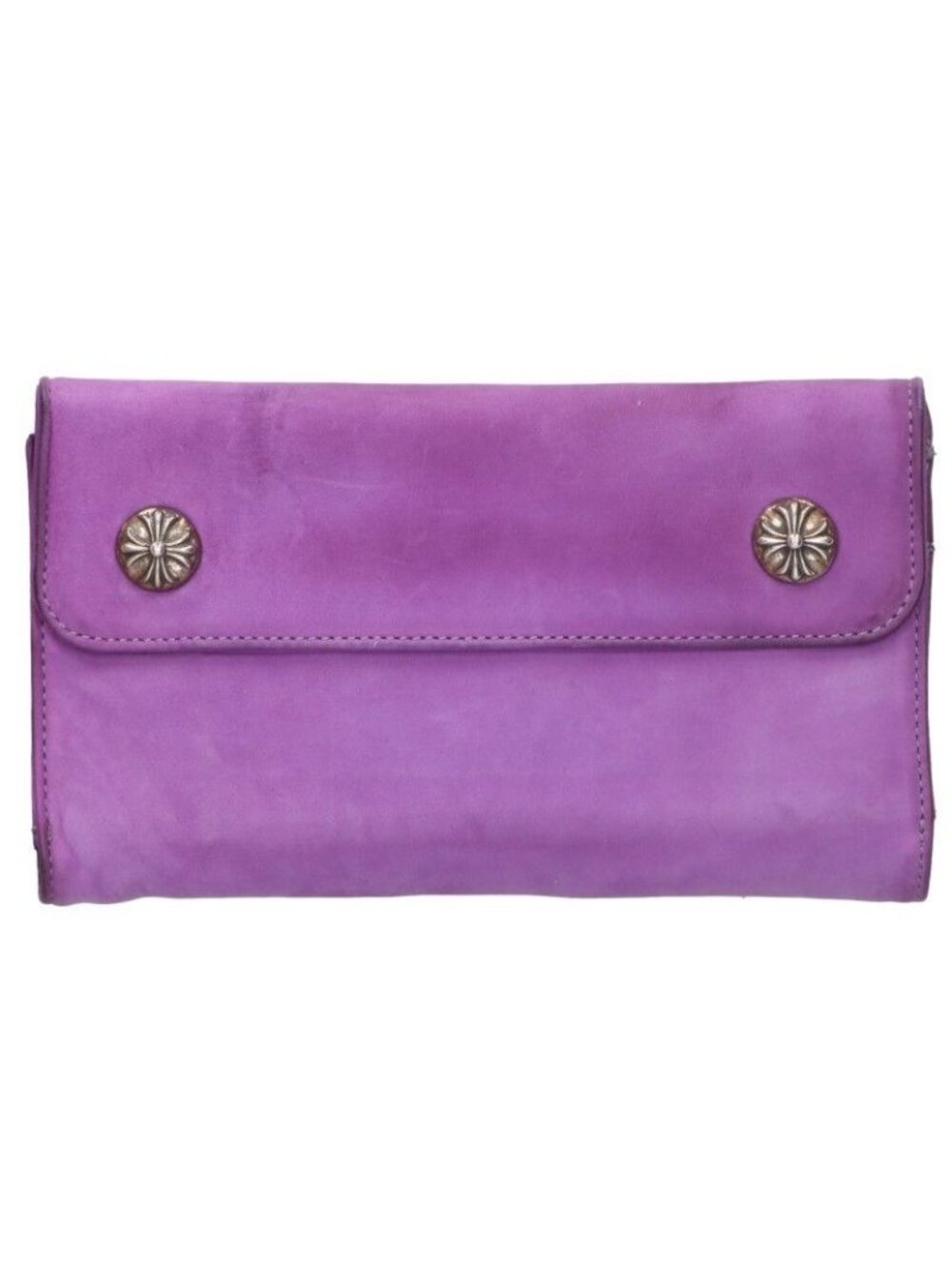 Chrome Hearts Wave Cross Ball Button Suede Leather Wallet